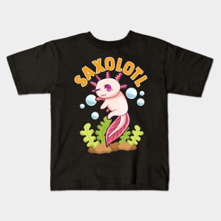 Cute & Funny Saxolotl Adorable Sax Playing Axolotl Kids T-Shirt